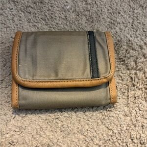 TSD Brand grey nylon wallet with detachable leather card case